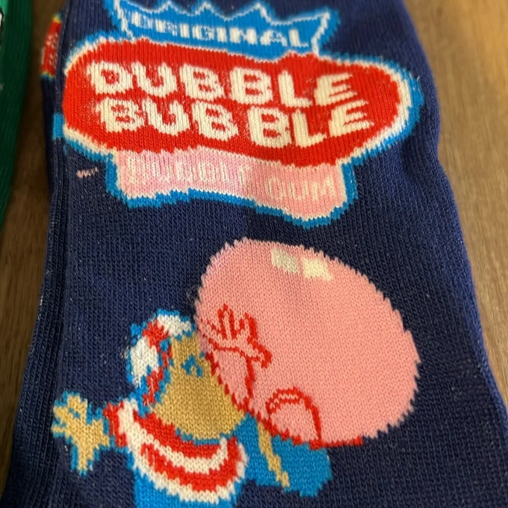 Andes Thins Dubble Bubble Logo Unisex 2 Pair Crew Socks NWT